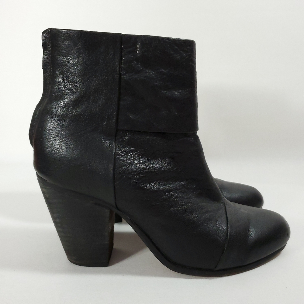 Rag & Bone Newbury Black Leather Block Heel Boots